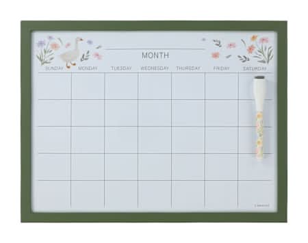 Wood Style Frame Dry Erase Calendar Green Wood