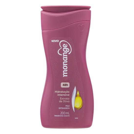 Monange desodorante hidratante corporal extrato de oliva hidratação intensiva (200ml)