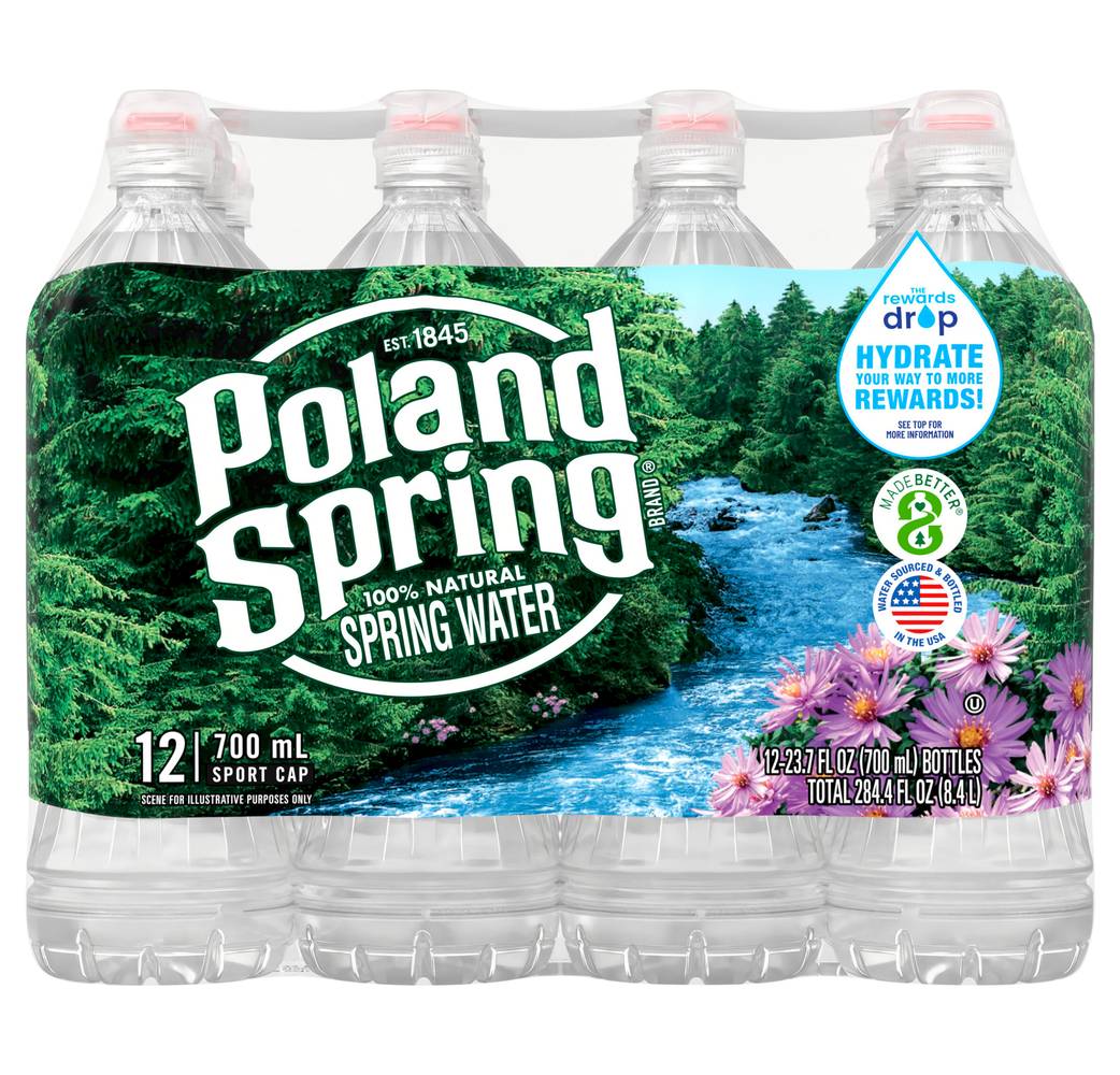 Poland Spring 100% Natural Spring Water (12 x 23.7 fl oz)