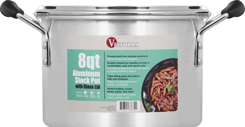 Victoria 8 qt Aluminum Stock Pot with Glass Lid Delivery - DoorDash