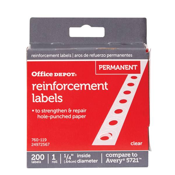 Office Depot Brand Permanent Self-Adhesive Reinforcement Labels,
