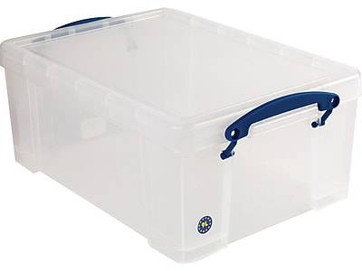 Really Useful Box Plastic Storage Container With Built-In Handles and Snap Lid 9 Liters Clear