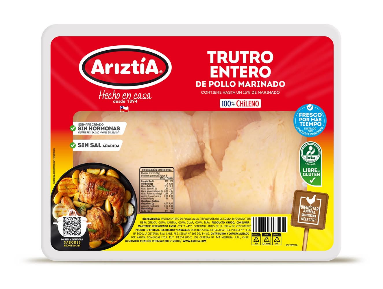 Ariztía · Pollo trutro entero envasado (790 g)