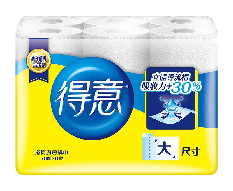 得意廚房紙巾70PCx6捲 <70PC張 x 6 x 1Pack包>