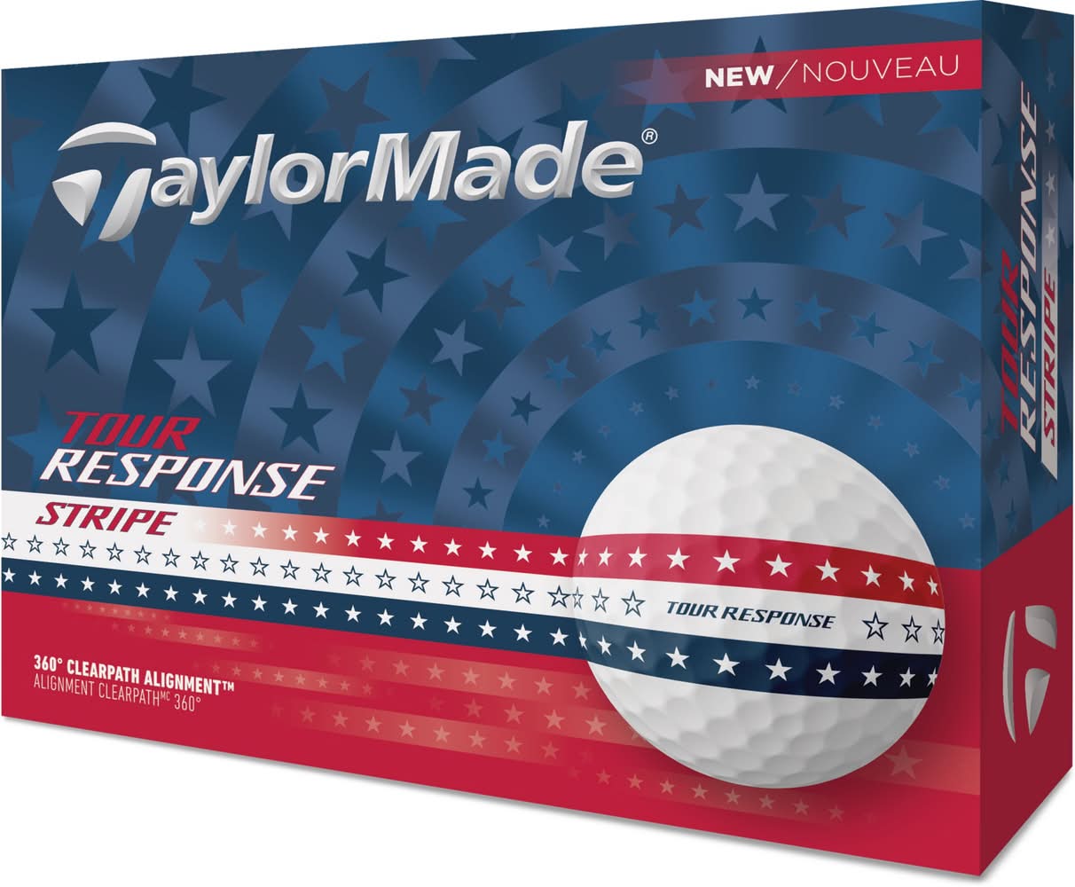 TaylorMade Tour Response Usa Stripe Golf Balls, White-Red-Blue