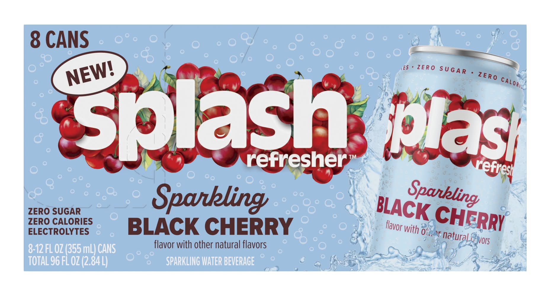 Splash Refresher Sparkling Water, Black Cherry (8 x 12 fl oz)