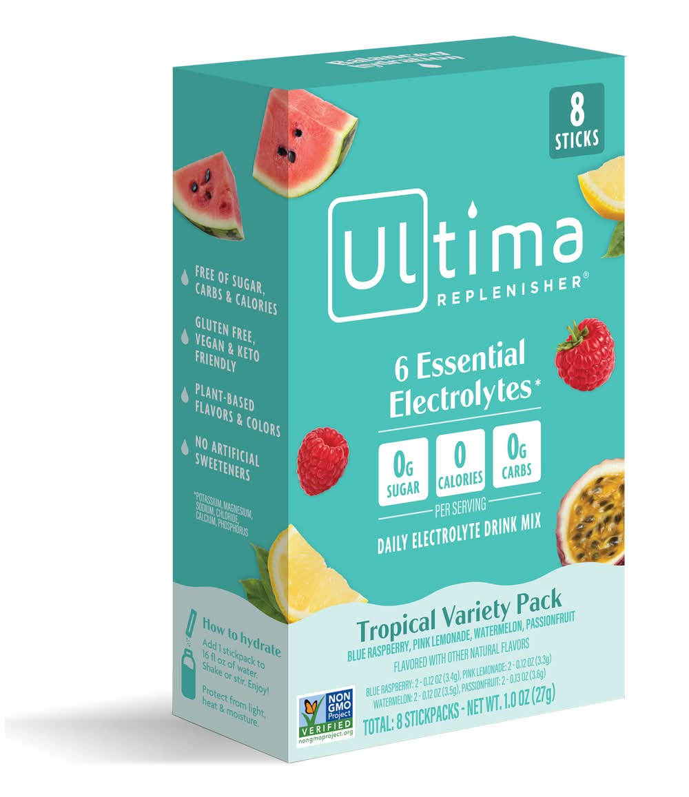 Ultima Replenisher Tropical Variety pack Electrolyte Drink Mix, Assorted (1 oz, 8 ct)
