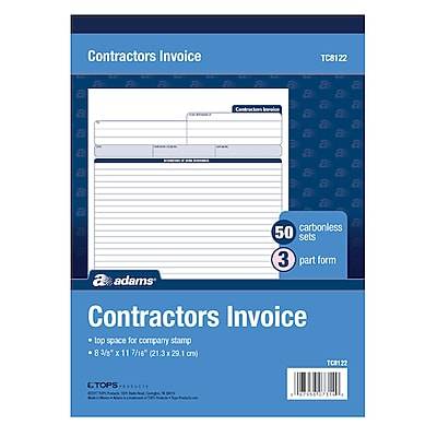Adams Carbonless Contractor's Invoices