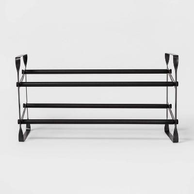 Room Essentials 2 Tier Expandable Shoe Rack Gunmetal, Black