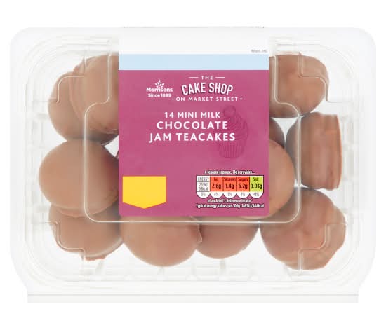 Morrisons Cake Shop on Market Street Mini Milk Chocolate Jam Teacakes (14 pack)