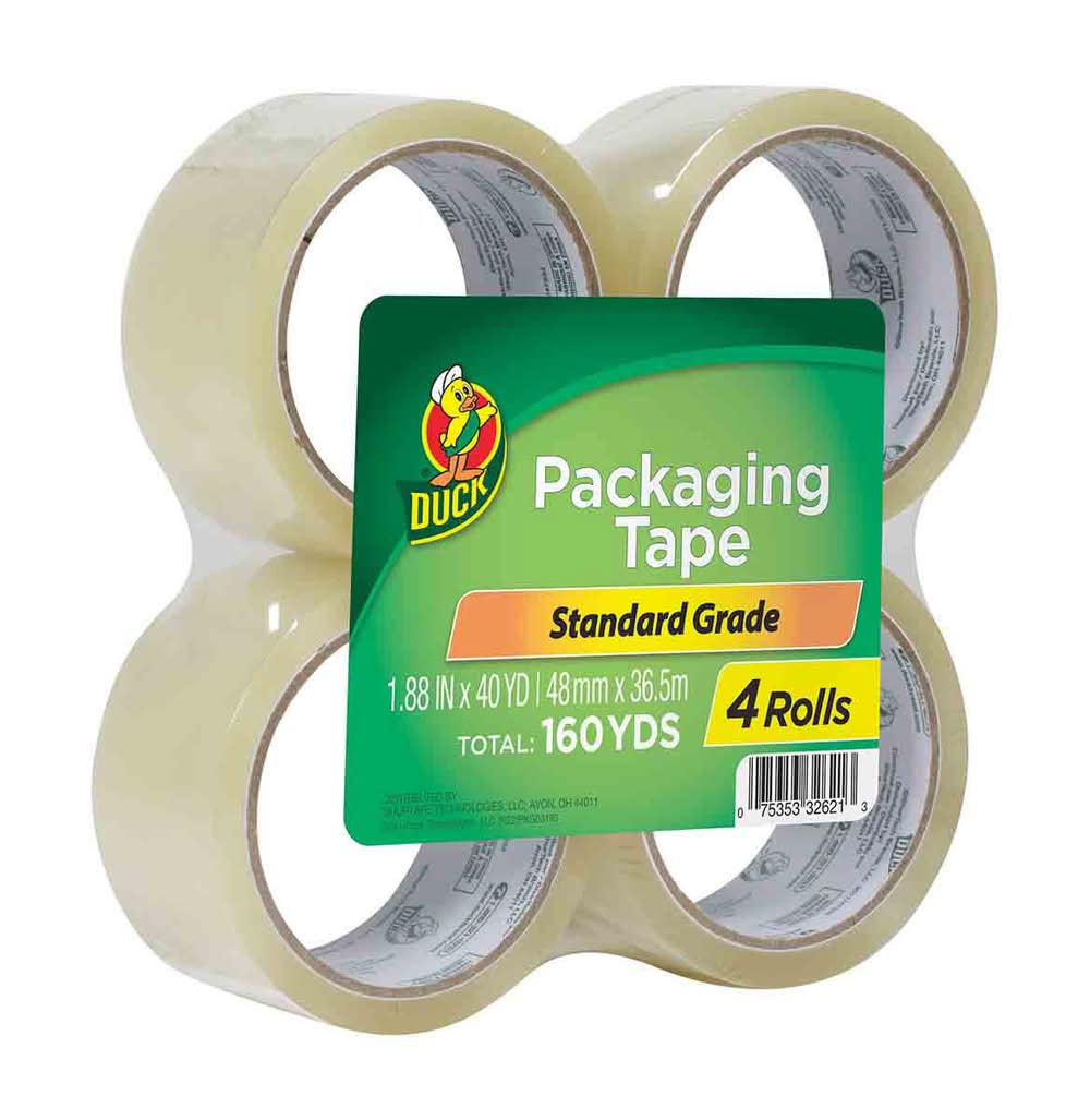 Duck Standard Grade Clear Packaging Tape 1.88 In X 40 Yd Rolls 4 Pk