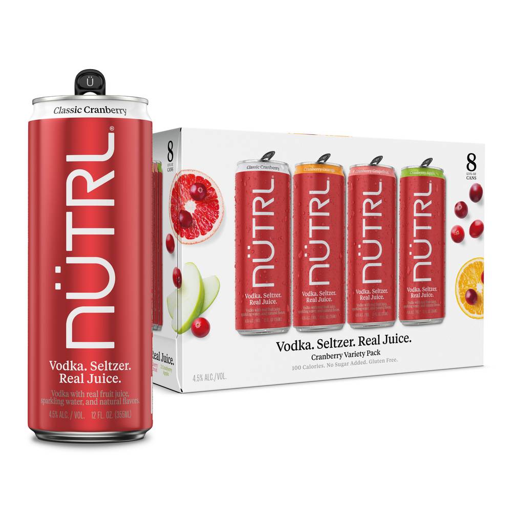 Nütrl Real Juice Cranberry Vodka Seltzer (8 ct, 12 fl oz)