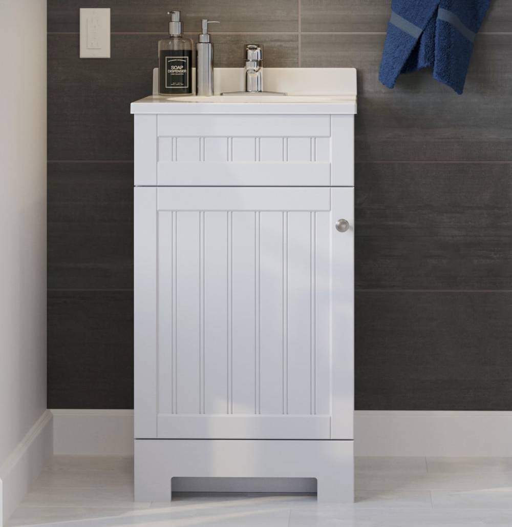 Style Selections Ellenbee 18-in White Single Sink Bathroom Vanity with White Cultured Marble Top | C22118-SS