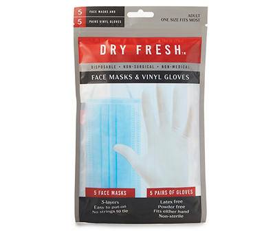 Dry Fresh Adult Disposable Face Masks & Vinyl Gloves (10 ct)