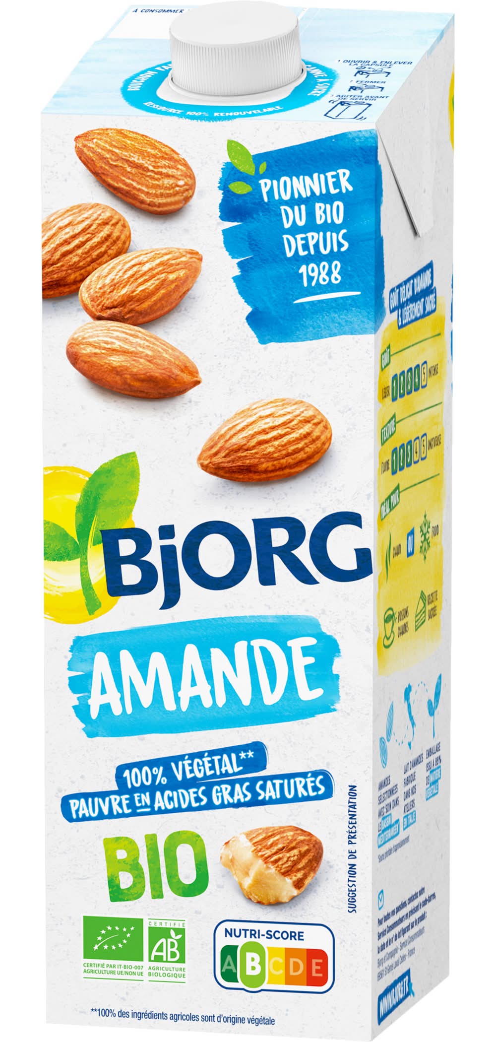 Bjorg - Boisson végétale bio aux amandes sans sucres ajoutés (1L)