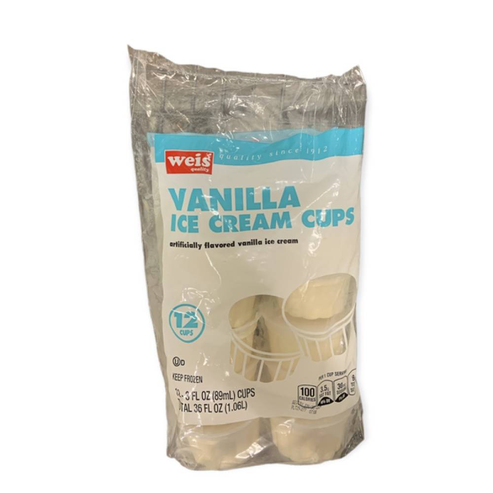 Weis Novelty Ice Cream Sundae Cups, Vanilla (3 fl oz, 12 ct)