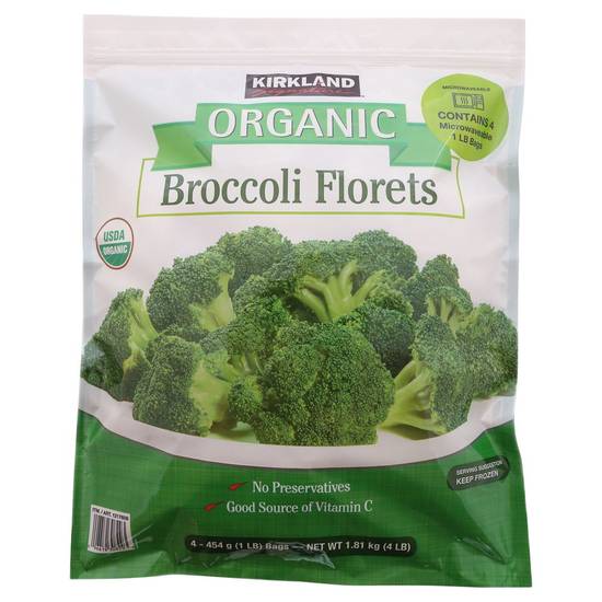 Kirkland Signature Organic Broccoli Florets (4 x 1 lb)
