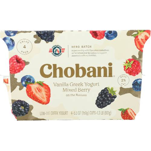 Chobani Low-Fat 2% Vanilla Greek Yogurt With Mixed Berry