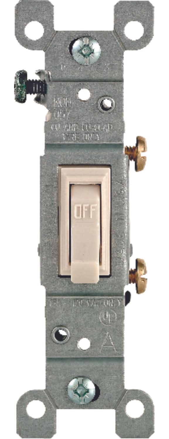 Leviton 15 Amps Single Pole Toggle Ac Quiet Switch Light Almond 1 Pk