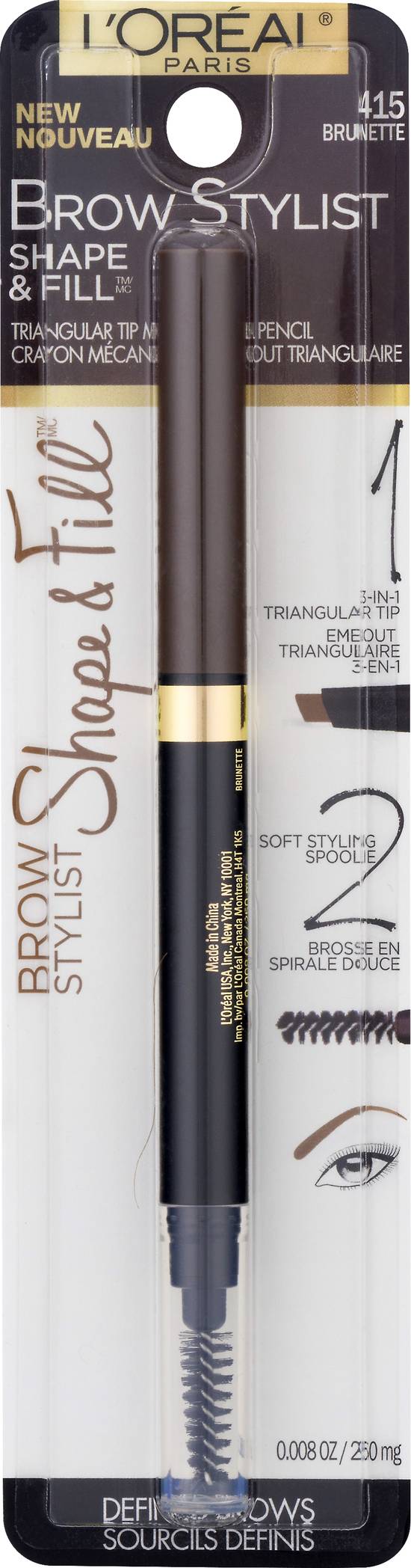 L'oréal Brow Stylist Shape & Fill 415 Brunette Pencil