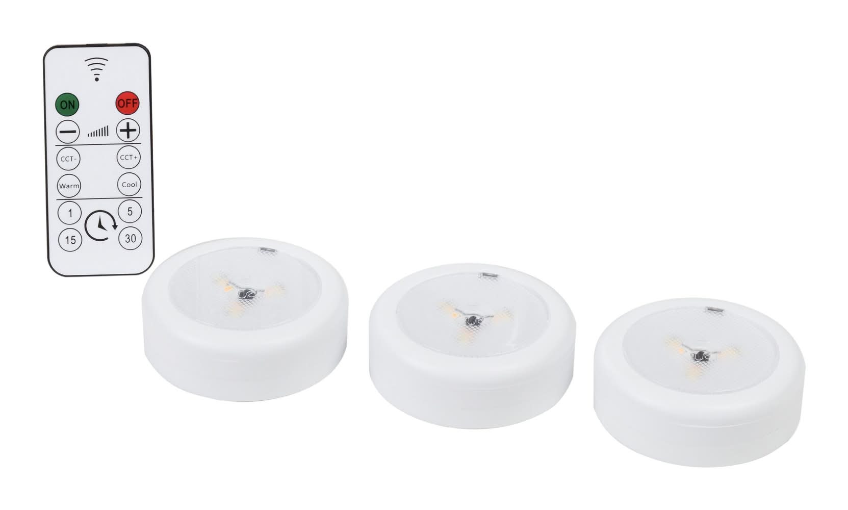 Good Earth Lighting 3 -Pack 3-in Battery LED Under Cabinet Puck Light with Remote