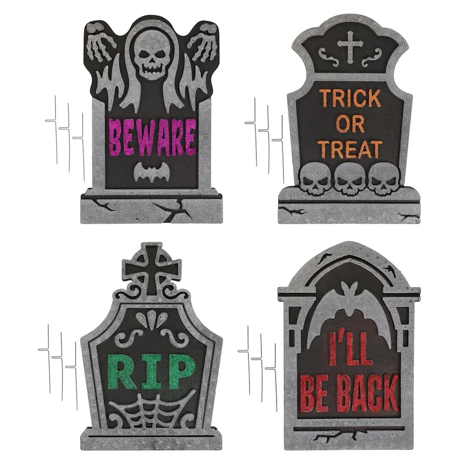 Greenbrier Kennel Club Decorative Halloween Tombstones (4 ct)