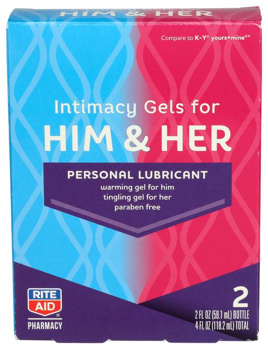 Rite Aid Intimacy Gel for Him & Her Personal Lubricant, 2 fl oz - 2 ct