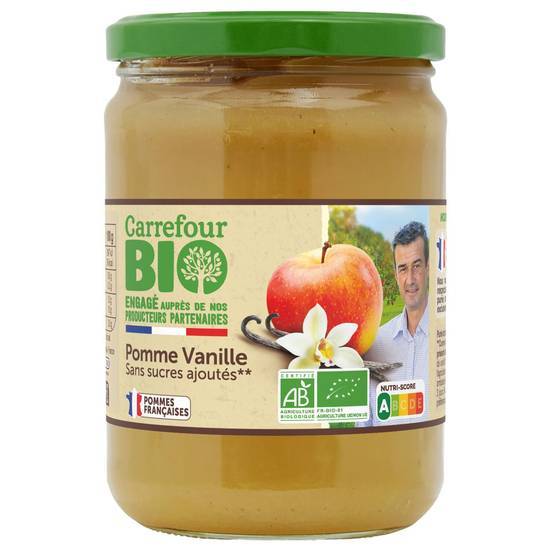 Carrefour Bio - Compote sans sucres ajoutés (pomme - vanille)