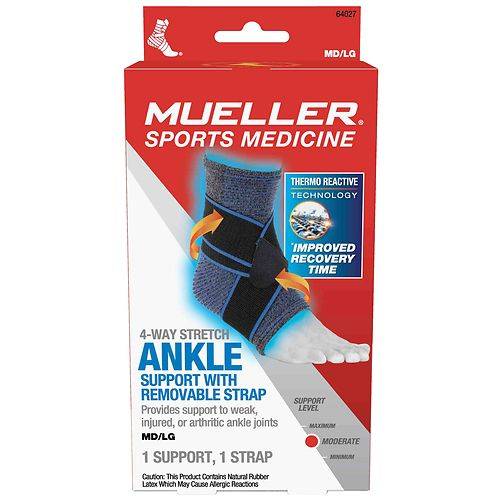 Mueller 4-Way Ankle Support with Removable Strap MD/LG - 1.0 ea
