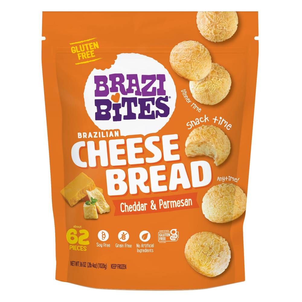 Brazi Bites Brazilian Cheese Bread, Cheddar & Parmesan, 62-count