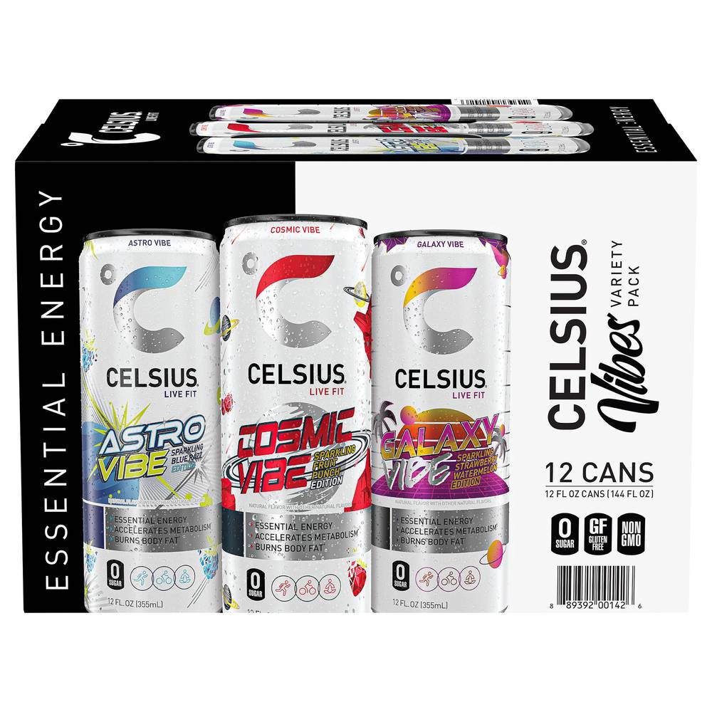 Celsius Live Fit Energy Drink Variety pack (12 ct, 12 fl oz) (assorted)