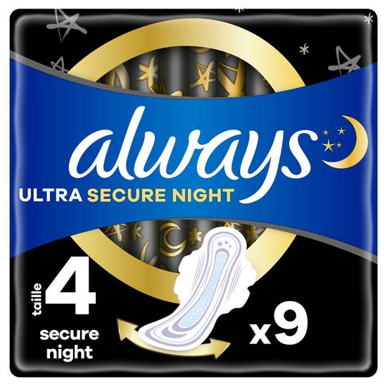 Always - Serviette hygiénique avec ailettes ultra secure night (taille 4)