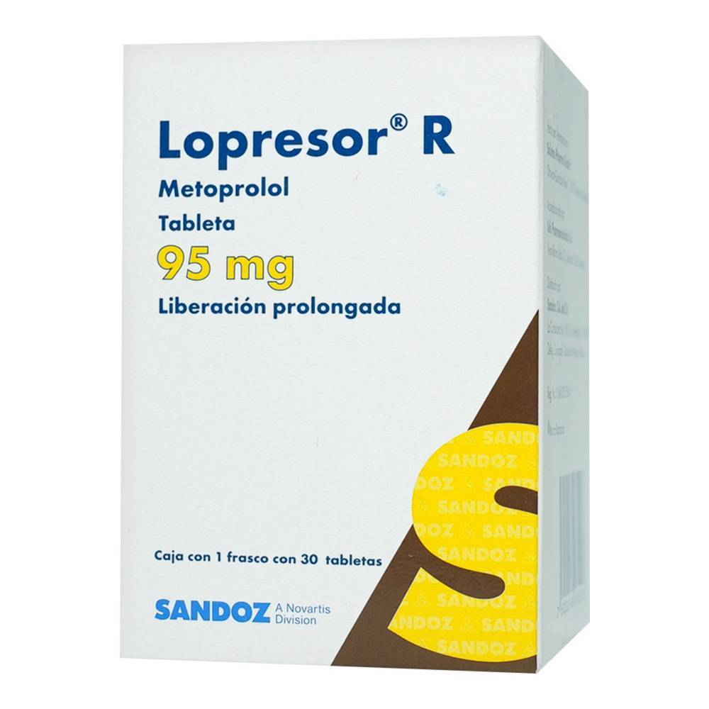 Sandoz lopresor r metoprolol tabletas 95 mg (30 piezas)