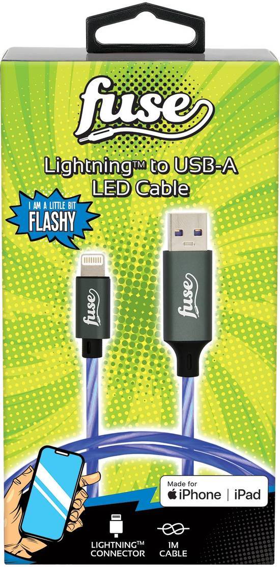 Fuse 1M Cabl USB-A to Lightning LED Blue