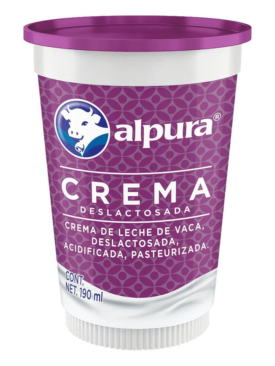 Crema Ácida Alpura Deslactosada Pasteurizada 190 Ml