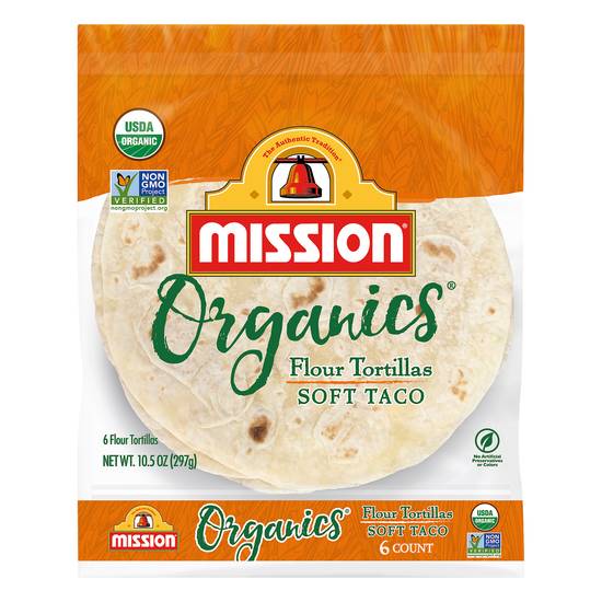 Mission Organics Soft Taco Style Flour Tortillas (6 ct)