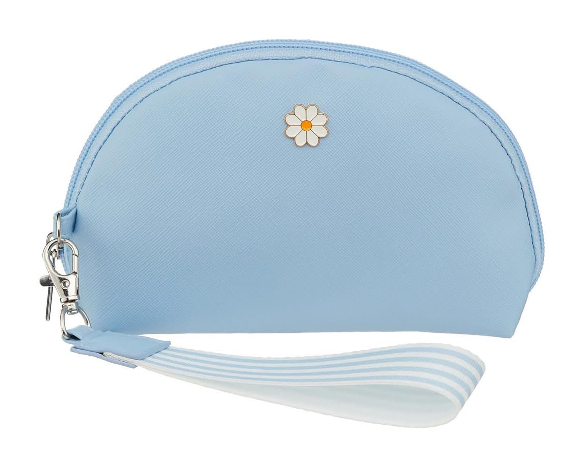 Summer Blue Daisy Wristlet Pouch