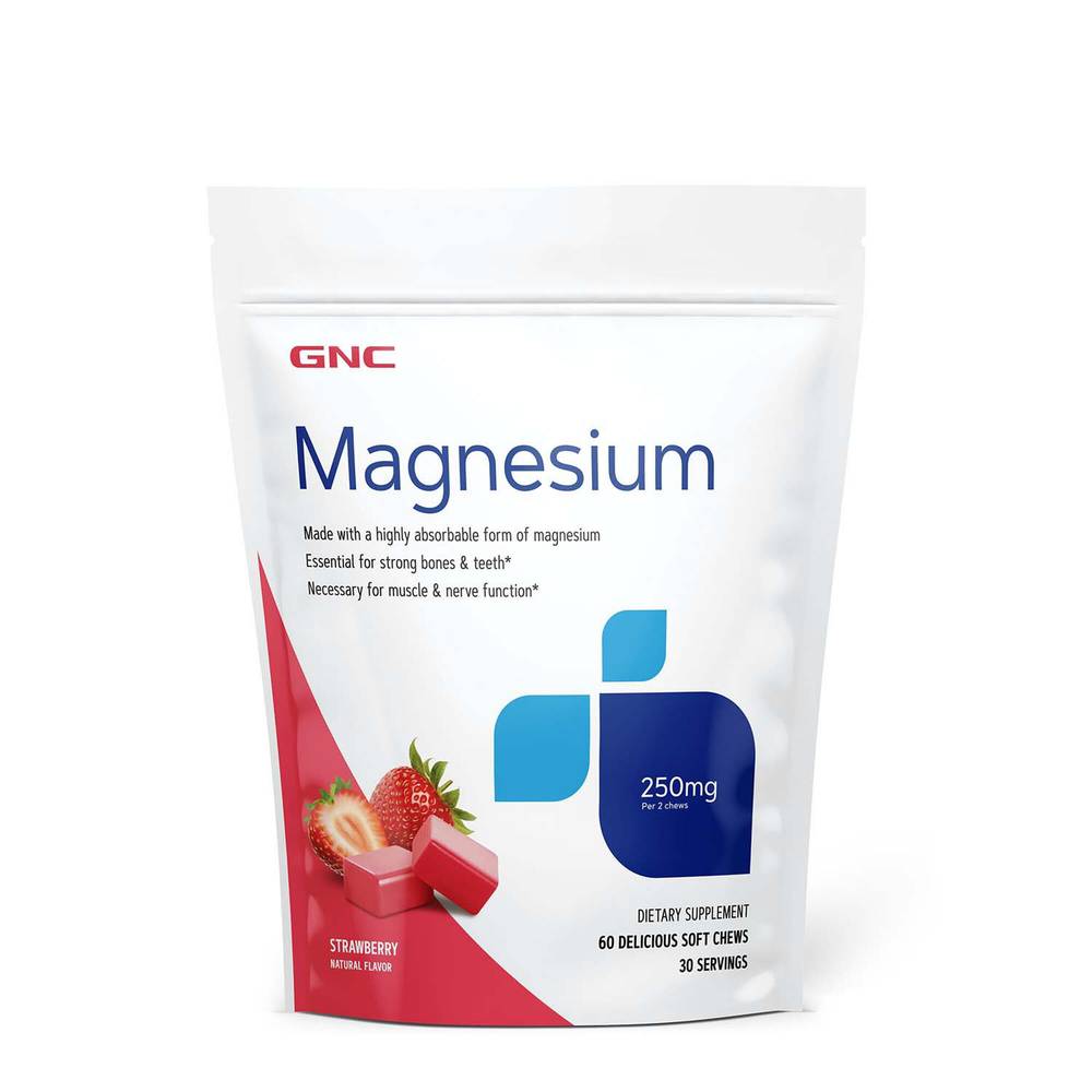 Gnc Magnesium 250mg Soft Chew Supplements (60 ct) (strawberry)