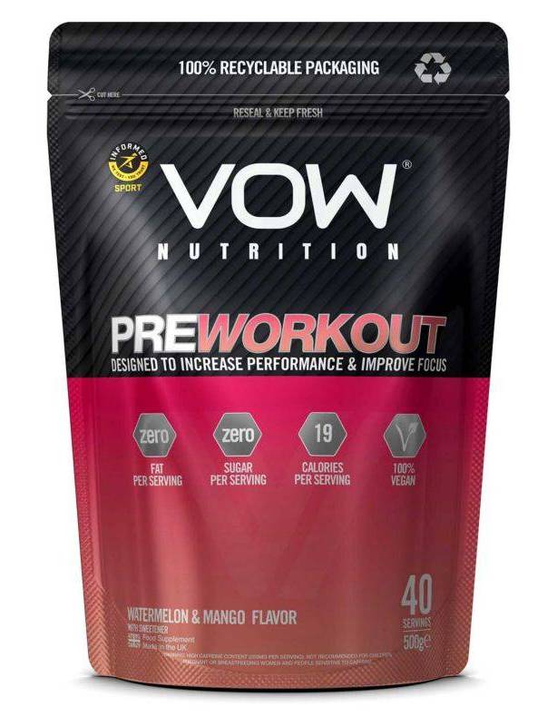 VOW Nutrition Pre-Workout Watermelon & Mango 500g
