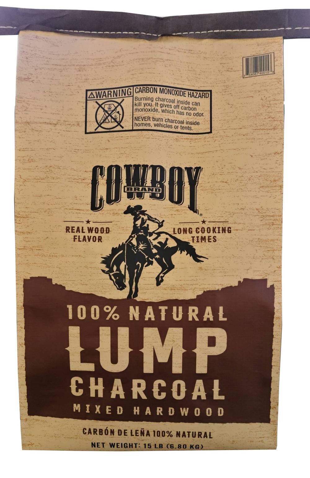 Cowboy Charcoal 15lb Hardwood Lump Charcoal - 100% Real Wood, No Fillers or Chemicals - Hot & Fast Burning, Lights Without Lighter Fluid | 24215