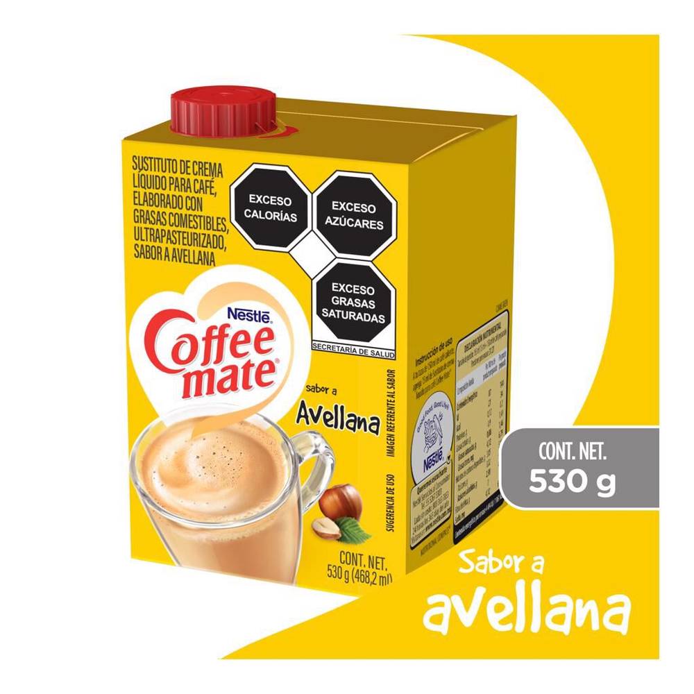 Coffee mate sustituto de crema líquido para café sabor avellana (cartón 530 g)