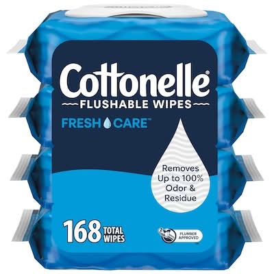 Cottonelle freshcare débarbouillettes jetables dans les toilettes - freshcare flushable wipes (4 pièces) (7.25x5.0 in)