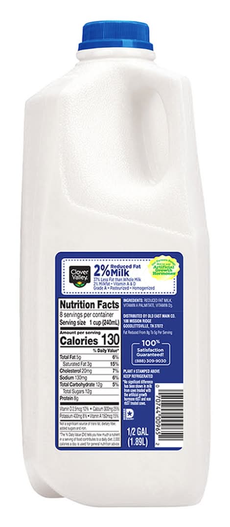 Clover Valley 2% Reduced Fat Milk .5 Gal