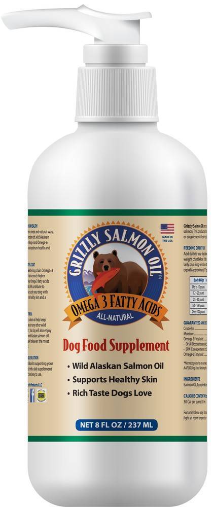 Grizzly Pet Products Grizzly Salmon Oil Dog Food Supplement, 8-oz Bottle