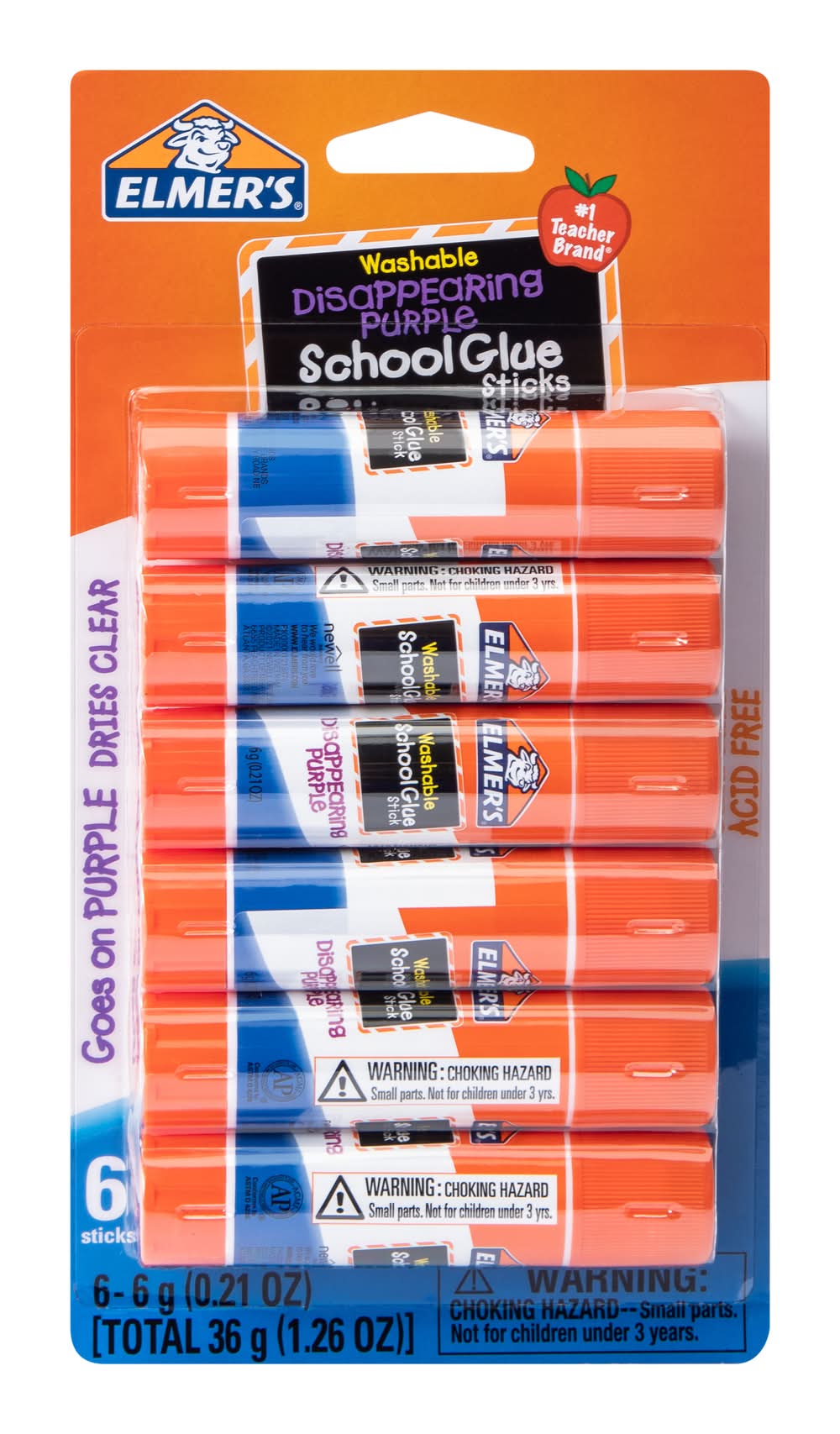 Elmer's® Washable Disappearing Purple School Glue Sticks 6-Count