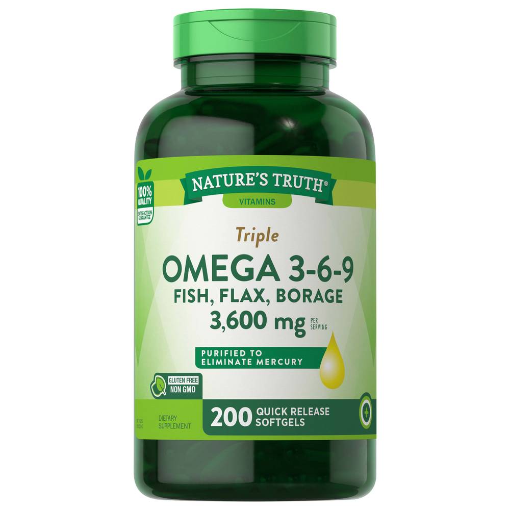 Nature's Truth Triple Omega 3-6-9 Fish Flax, Borage 3,600 mg (200 ct)