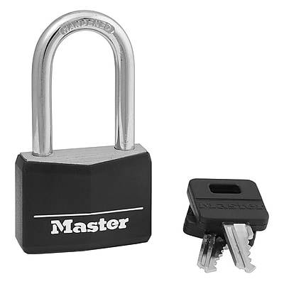 Master Lock® Covered Solid Body Padlock, 1 9/16, Steel/Vinyl, Black (141DLF)