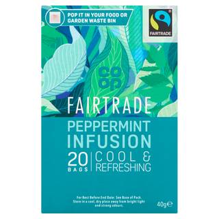 Co-op Fairtrade Peppermint Infusion 20 Tea Bags 40G