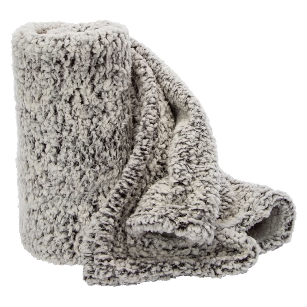 Luxe Collection Marled Sherpa Throw Blanket 50in x 60in Gray
