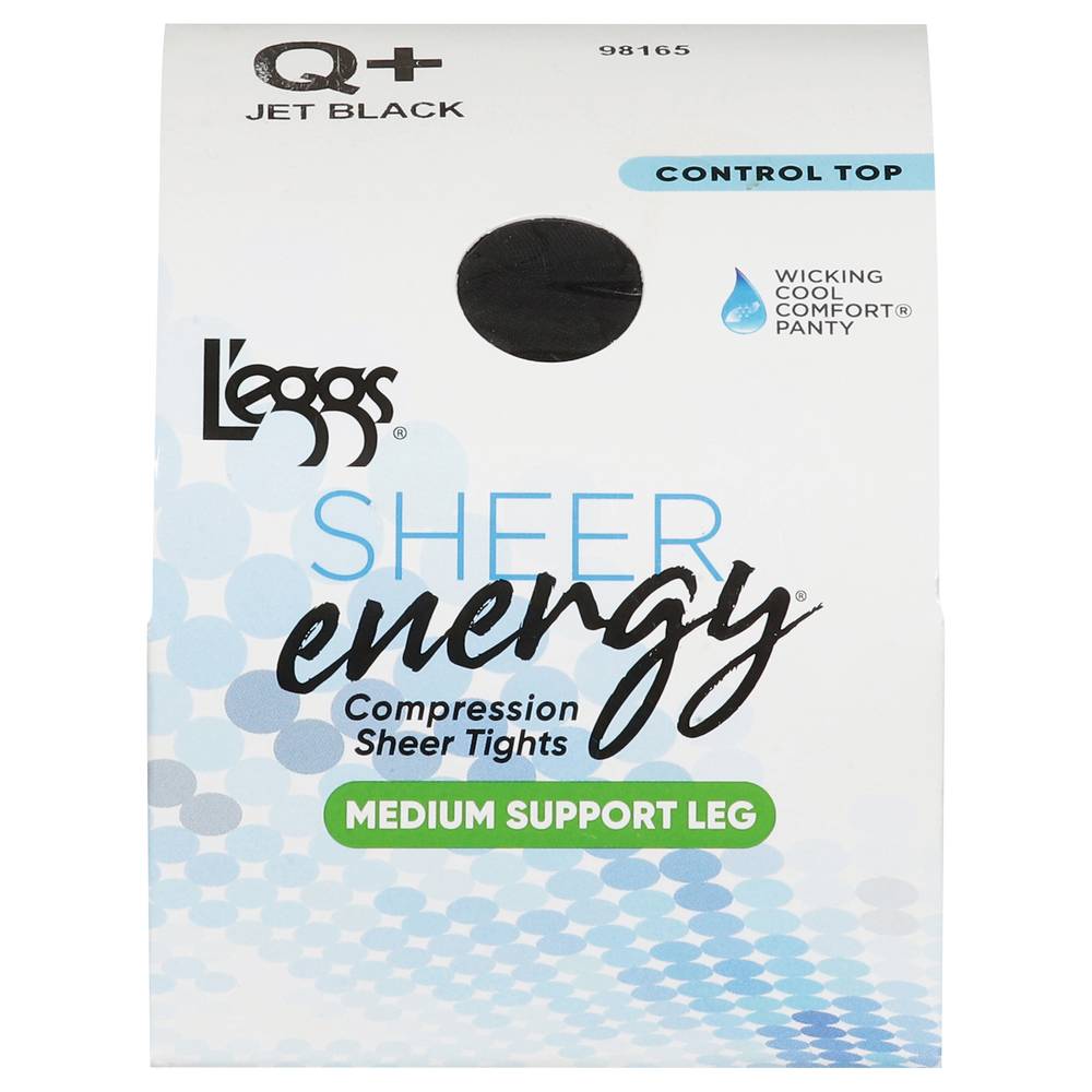 L'eggs Sheer Energy Medium Support Leg Jet, Q+, Black